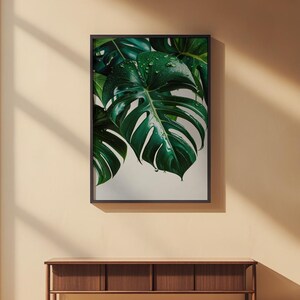 Monstera Leaf Art | Tropical Botanical Poster | Green Plant Decor image 2