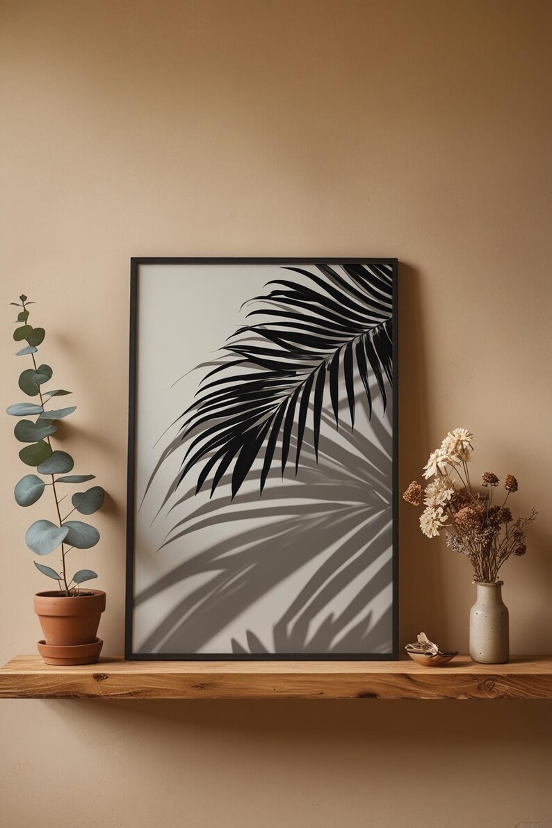 Tropical Palm Leaf Art | Black Botanical Poster | Boho Plant Decor afbeelding 4