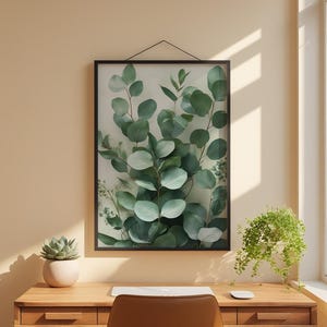 Eucalyptus Leaves Art | Botanical Wellness Poster | Sage Green Decor afbeelding 1