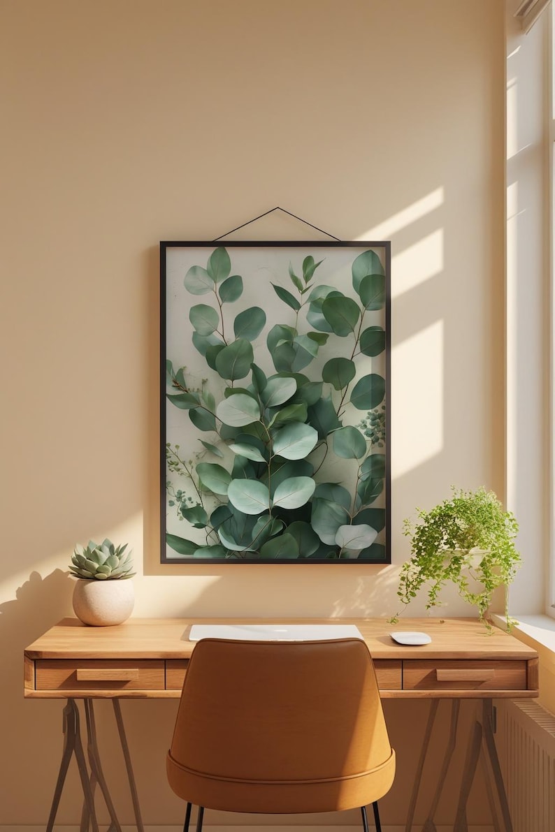Eucalyptus Leaves Art | Botanical Wellness Poster | Sage Green Decor afbeelding 1