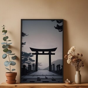 Torii Gate Silhouette | Modern Japanese Art | Zen Decor Bild 4