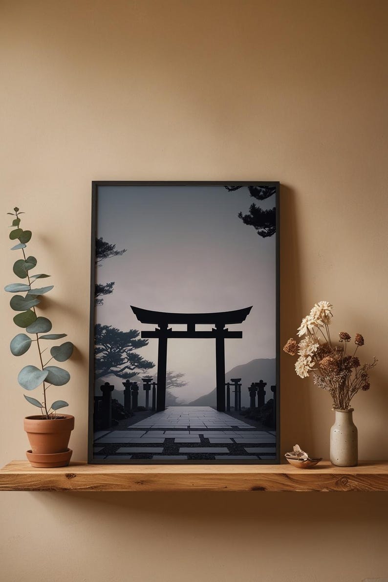 Torii Gate Silhouette | Modern Japanese Art | Zen Decor Bild 4
