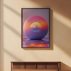 Abstract Sunset Art | Warm Gradient Poster | Mid Century Wall Decor Bild 2