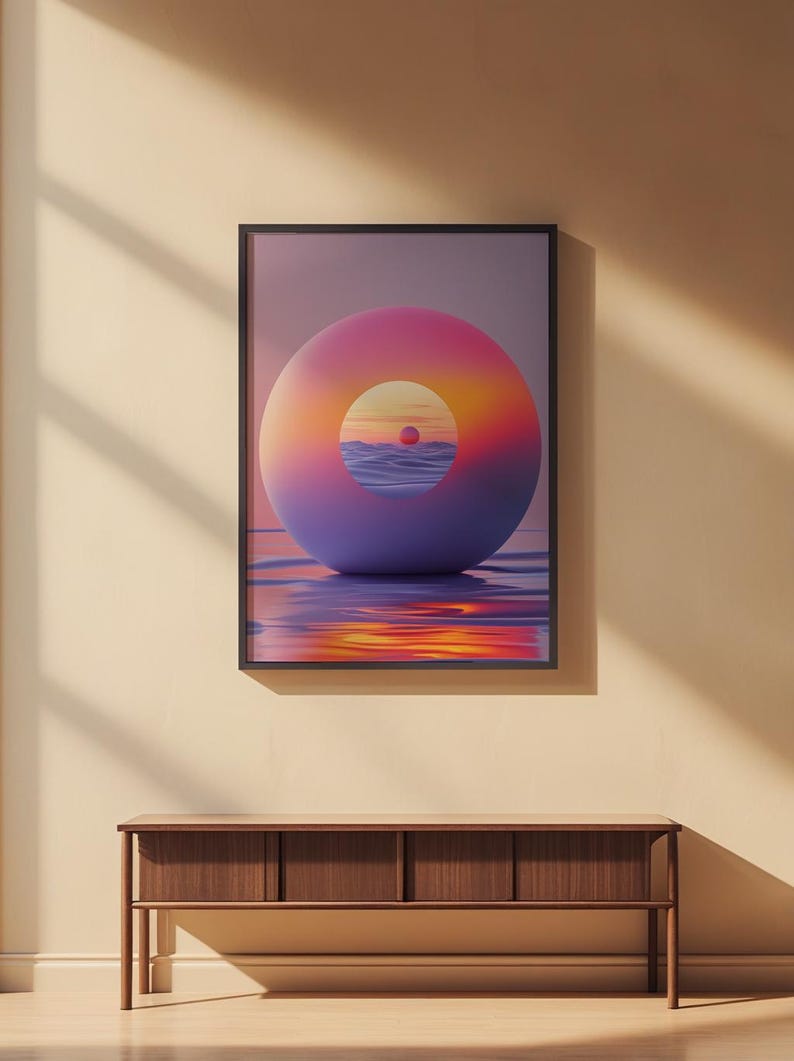 Abstract Sunset Art | Warm Gradient Poster | Mid Century Wall Decor Bild 2