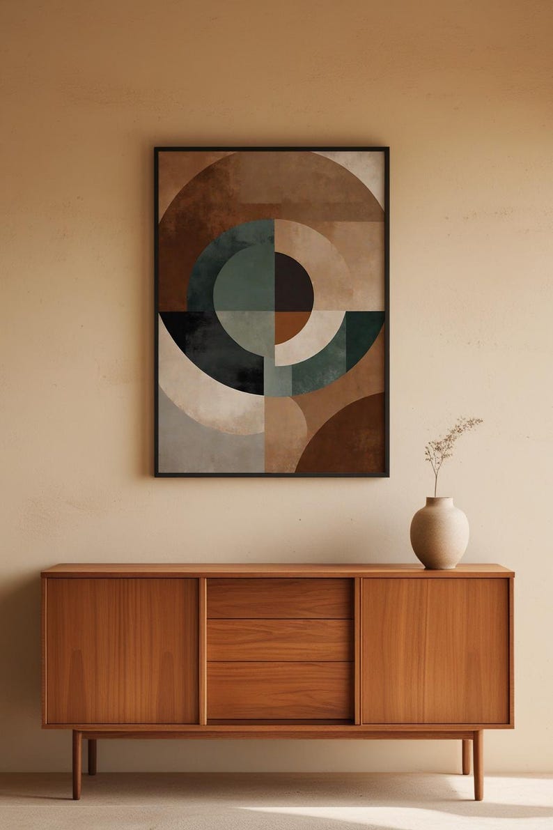 Abstract Geometric Art | Mid Century Modern Poster | Earth Tone Wall Decor Bild 4