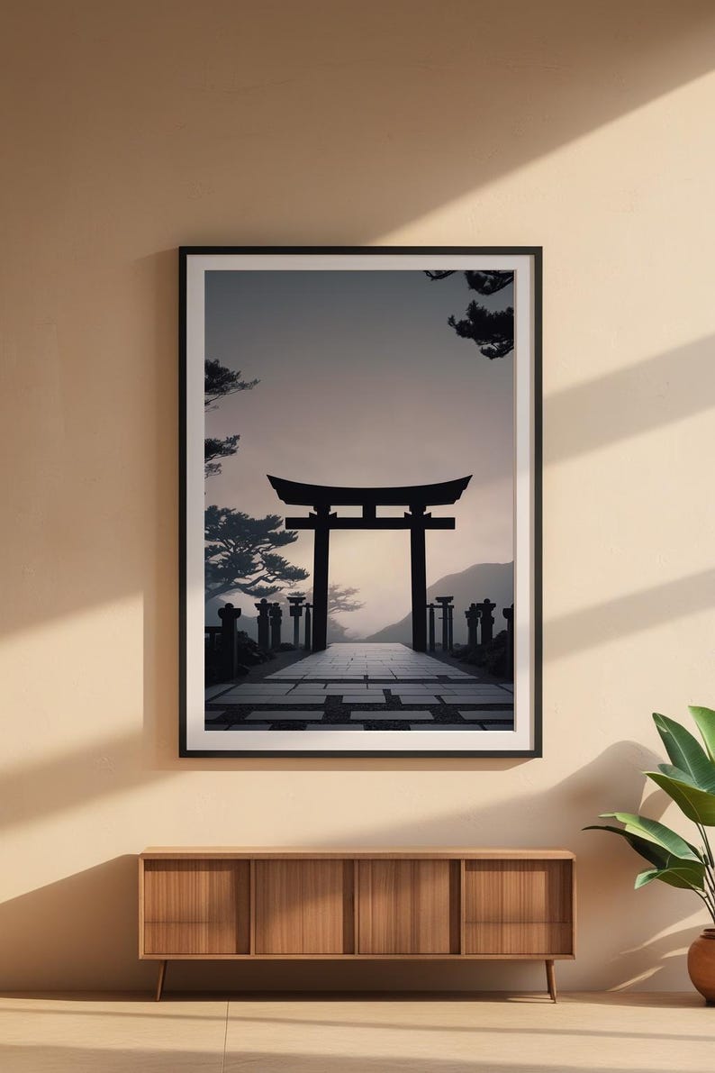 Torii Gate Silhouette | Modern Japanese Art | Zen Decor Bild 6