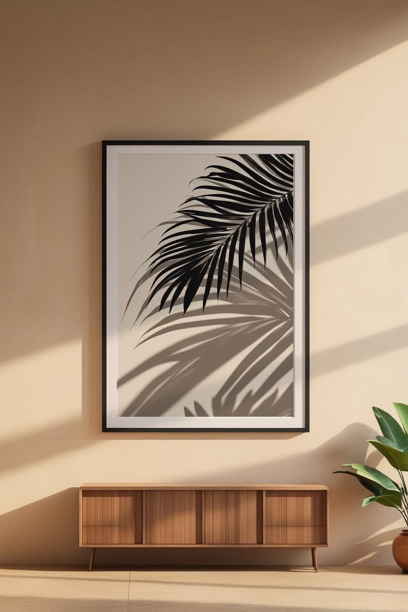 Tropical Palm Leaf Art | Black Botanical Poster | Boho Plant Decor afbeelding 6