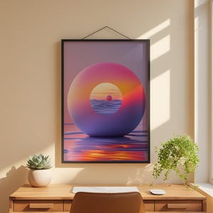 Abstract Sunset Art | Warm Gradient Poster | Mid Century Wall Decor Bild 1