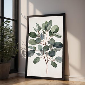 Arte de rama de eucalipto / Impresión botánica en acuarela / Decoración minimalista imagen 9