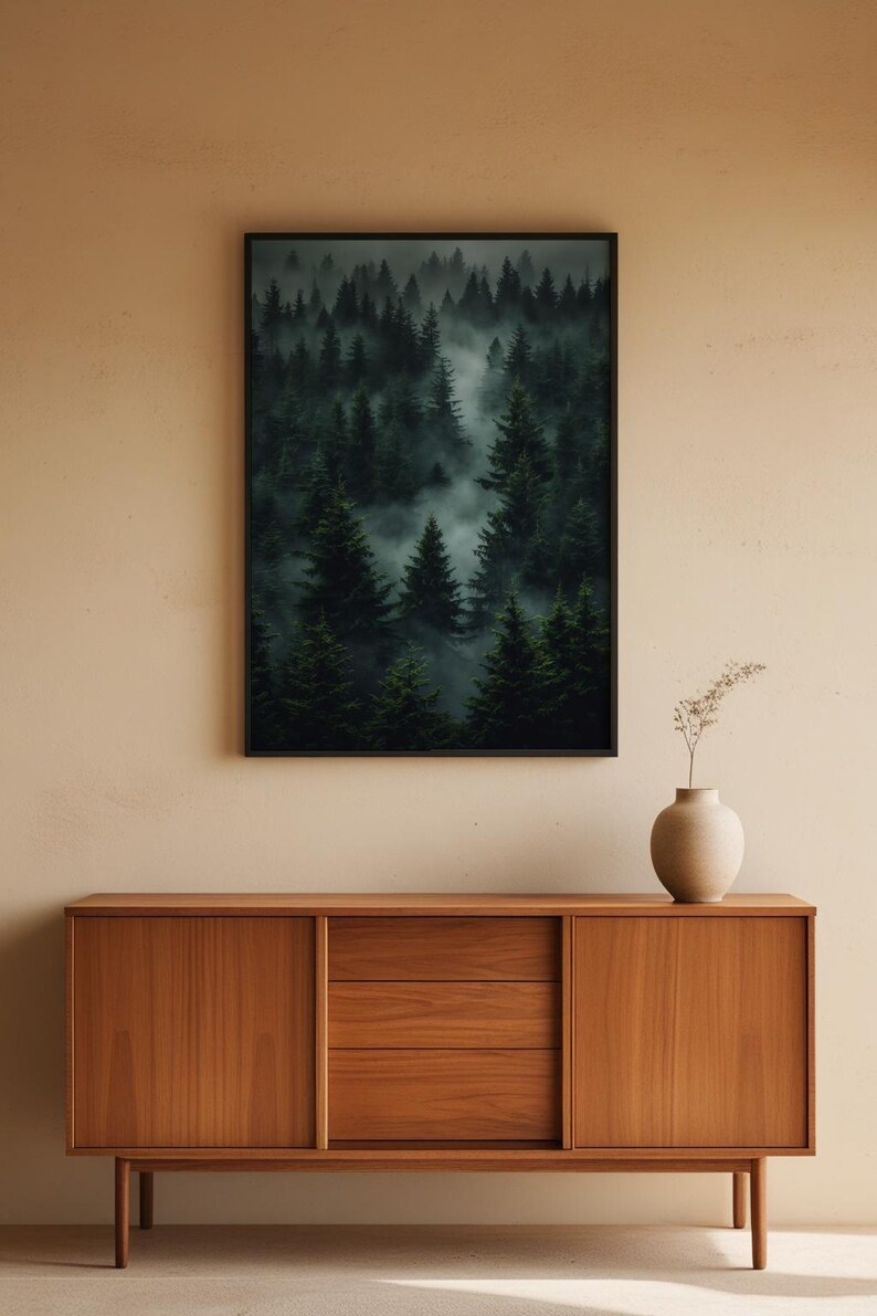 Dark Forest Silhouettes | Moody Nature Poster | Wilderness Art image 5