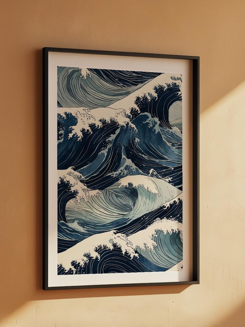 Ocean Wave Art | Japanese Woodblock Poster | Coastal Decor zdjęcie 7