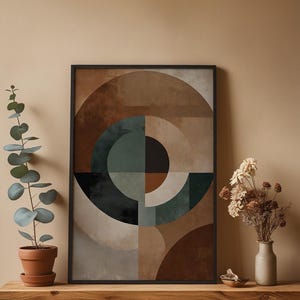 Abstract Geometric Art | Mid Century Modern Poster | Earth Tone Wall Decor Bild 9
