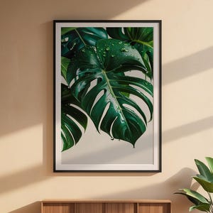 Monstera Leaf Art | Tropical Botanical Poster | Green Plant Decor image 6