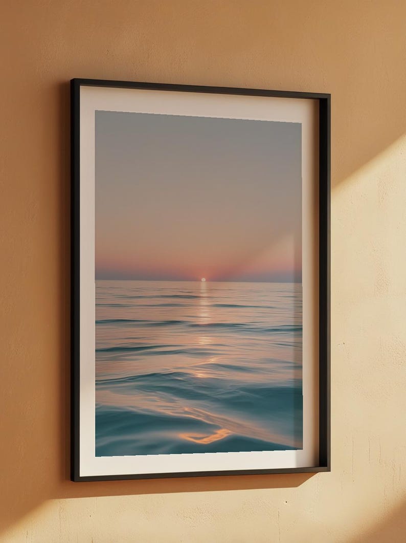 Ocean sunset poster | Serene beach wall art | Coastal home decor image 7