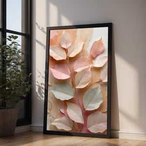 Hojas botánicas color melocotón / Póster romántico de naturaleza / Arte rural imagen 8