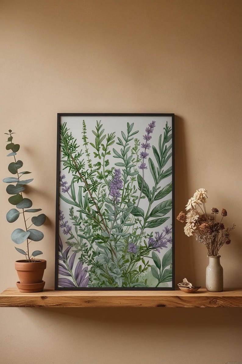 Culinary Herb Garden | Botanical Kitchen Art | Rustic Herbal Poster Bild 4