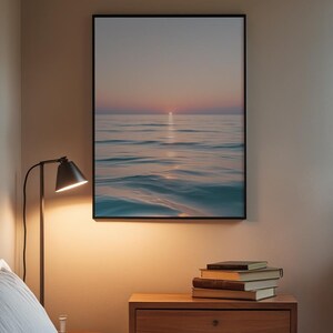 Ocean sunset poster | Serene beach wall art | Coastal home decor image 3