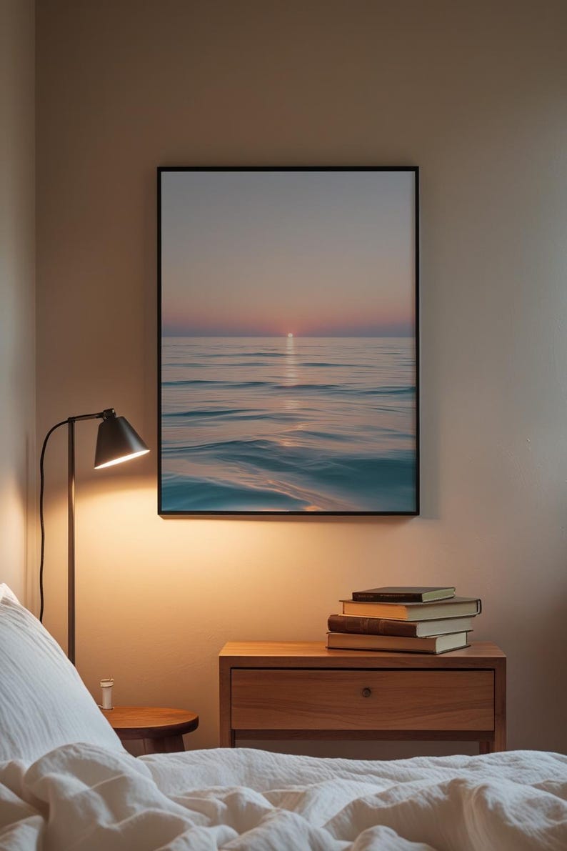 Ocean sunset poster | Serene beach wall art | Coastal home decor image 3