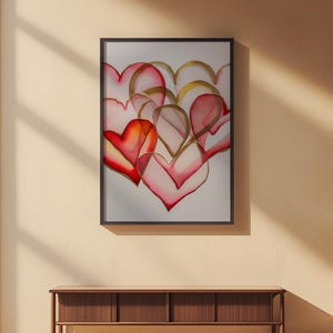 Art coeur Saint-Valentin | Affiche d'amour à l'aquarelle | Décoration murale en or rose image 2