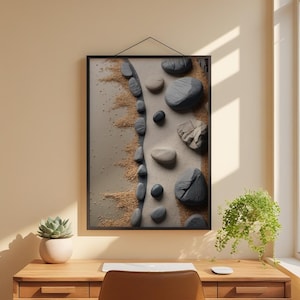 Zen Rock Garden | Minimalist Japanese Poster | Meditation Art Bild 1