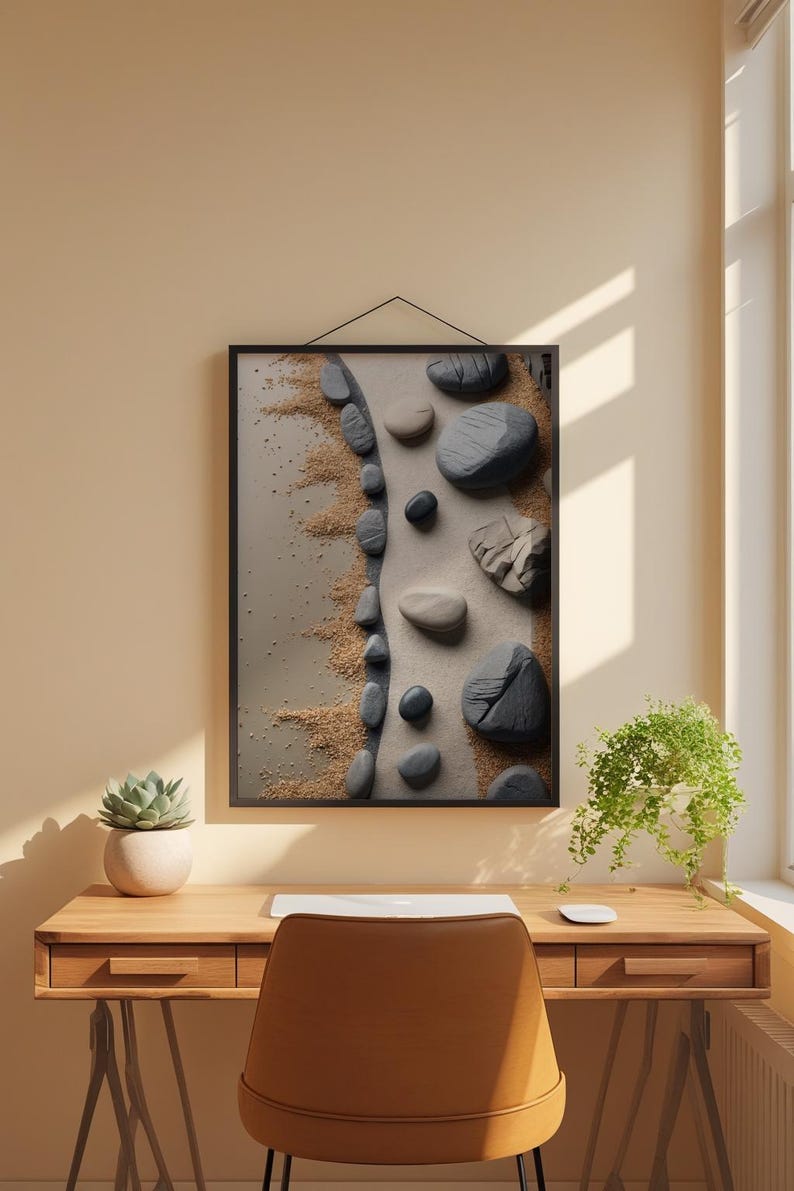 Zen Rock Garden | Minimalist Japanese Poster | Meditation Art Bild 1