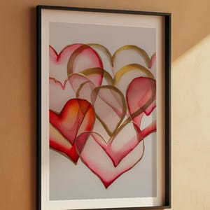 Art coeur Saint-Valentin | Affiche d'amour à l'aquarelle | Décoration murale en or rose image 7