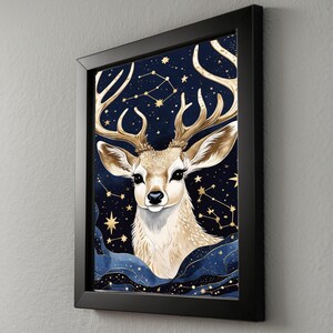 Cosmic Deer Antlers | Celestial Wildlife Art | Magical Nature Poster imagen 8