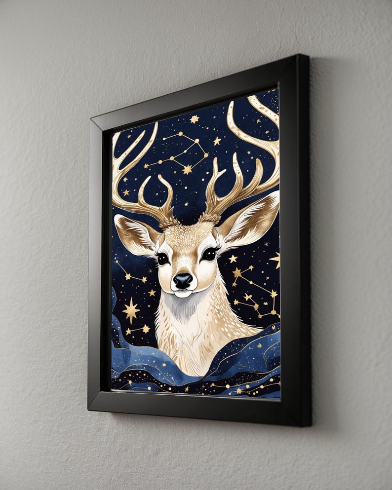 Cosmic Deer Antlers | Celestial Wildlife Art | Magical Nature Poster imagen 8