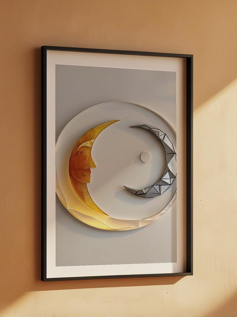 Sun Moon Minimalist | Celestial Line Art Poster | Modern Boho Decor image 7