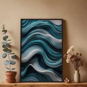 Abstract Lines Art | Minimalist Wave Pattern | Modern Wall Decor imagen 4