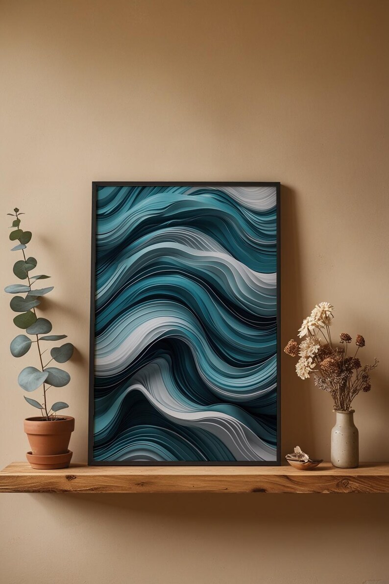 Abstract Lines Art | Minimalist Wave Pattern | Modern Wall Decor imagen 4