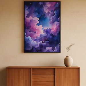 Cosmic Clouds Poster | Purple Blue Galaxy Wall Art | Starry Night Sky Print Bild 5