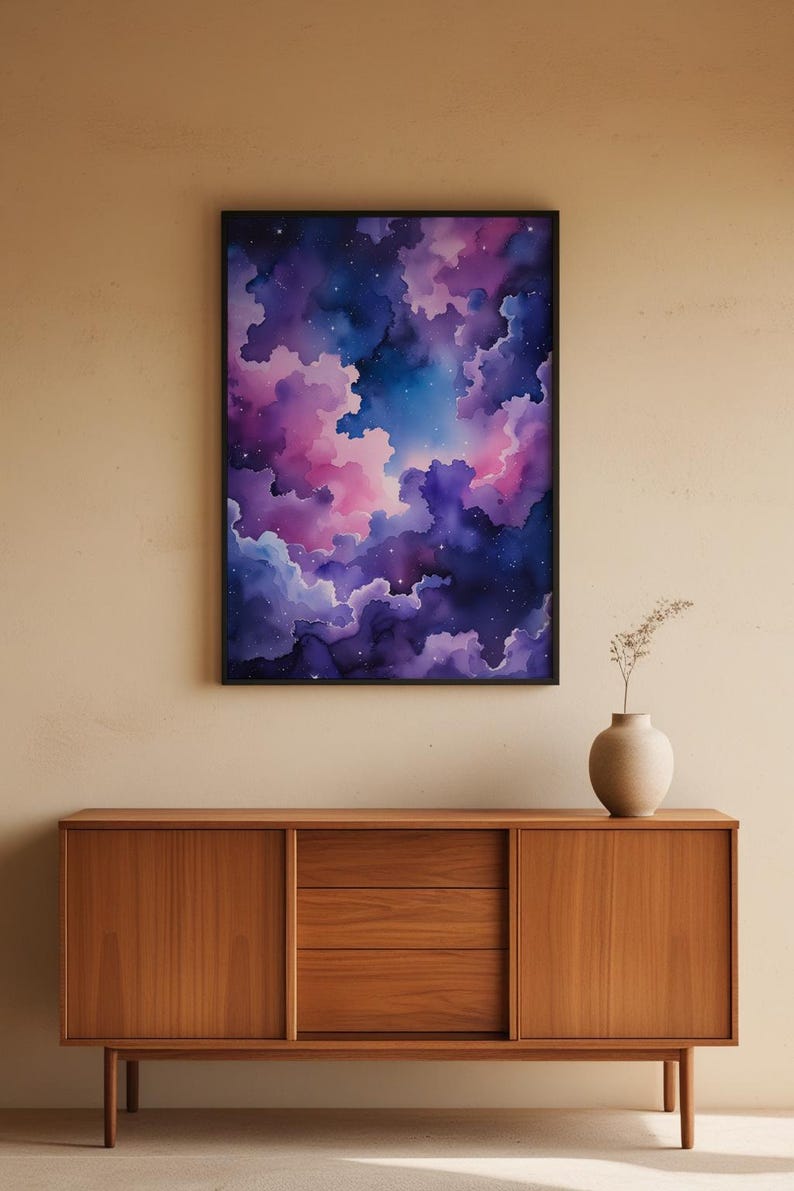 Cosmic Clouds Poster | Purple Blue Galaxy Wall Art | Starry Night Sky Print Bild 5