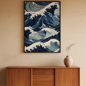 Ocean Wave Art | Japanese Woodblock Poster | Coastal Decor zdjęcie 5