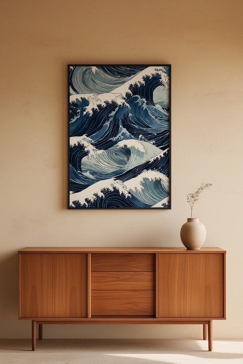 Ocean Wave Art | Japanese Woodblock Poster | Coastal Decor zdjęcie 5