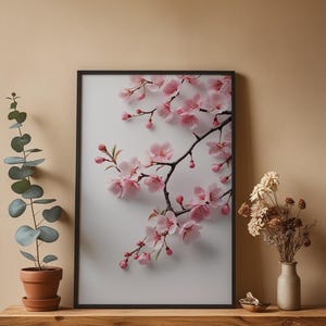 Cherry Blossom Art | Japanese Wall Poster | Minimalist Floral Print image 4