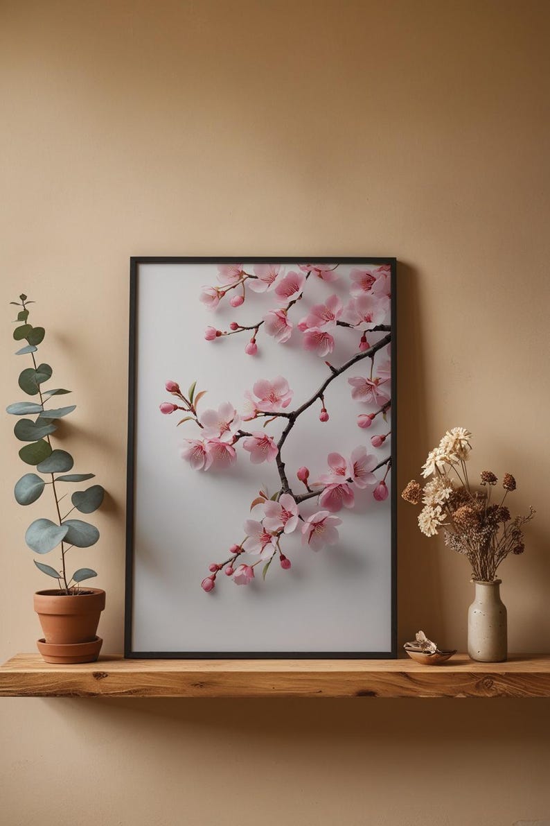 Cherry Blossom Art | Japanese Wall Poster | Minimalist Floral Print image 4