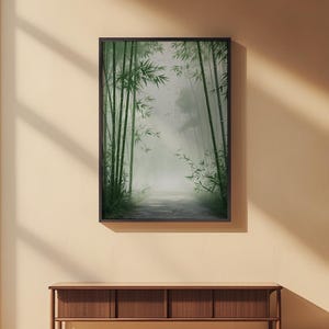 Bamboo Forest Path | Japanese Zen Minimalist Poster | Nature Wall Art Bild 2