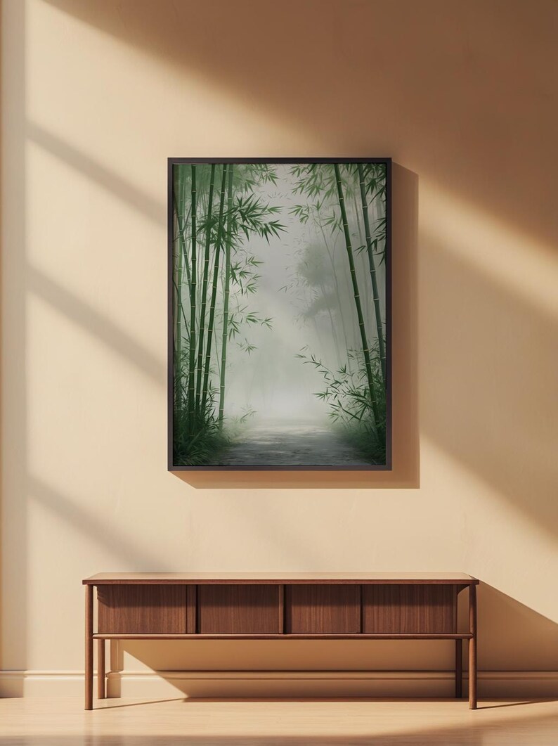 Bamboo Forest Path | Japanese Zen Minimalist Poster | Nature Wall Art Bild 2