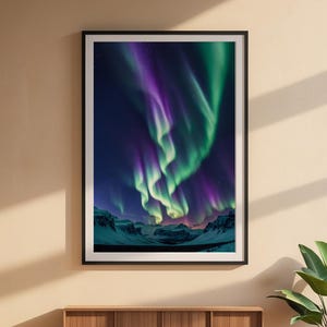 Aurore boréale | Affiche d'aurores boréales | Art mural ciel nocturne magique image 6
