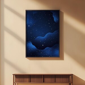 Blue Galaxy Poster | Starry Night Sky Wall Art | Abstract Space Print image 2