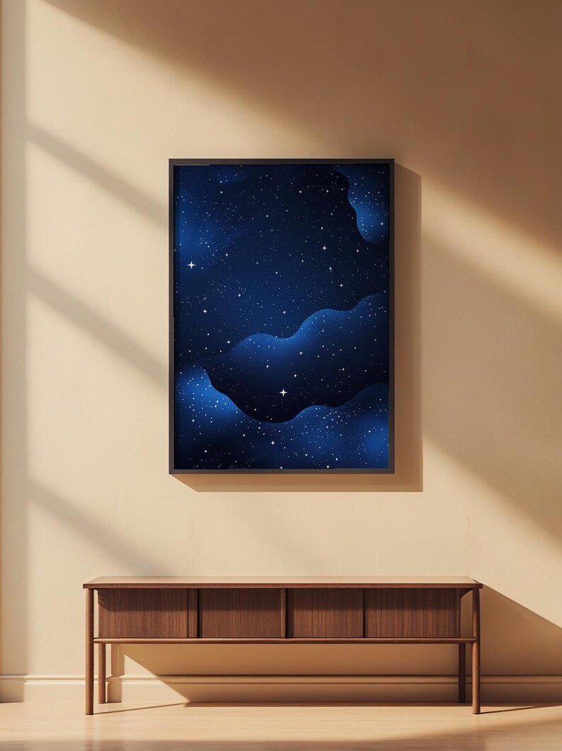 Blue Galaxy Poster | Starry Night Sky Wall Art | Abstract Space Print image 2