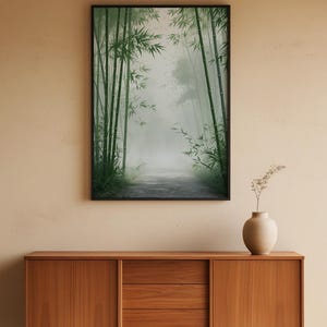 Bamboo Forest Path | Japanese Zen Minimalist Poster | Nature Wall Art Bild 5