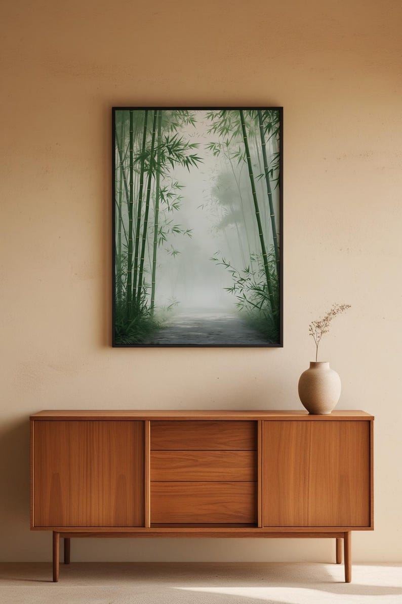 Bamboo Forest Path | Japanese Zen Minimalist Poster | Nature Wall Art Bild 5