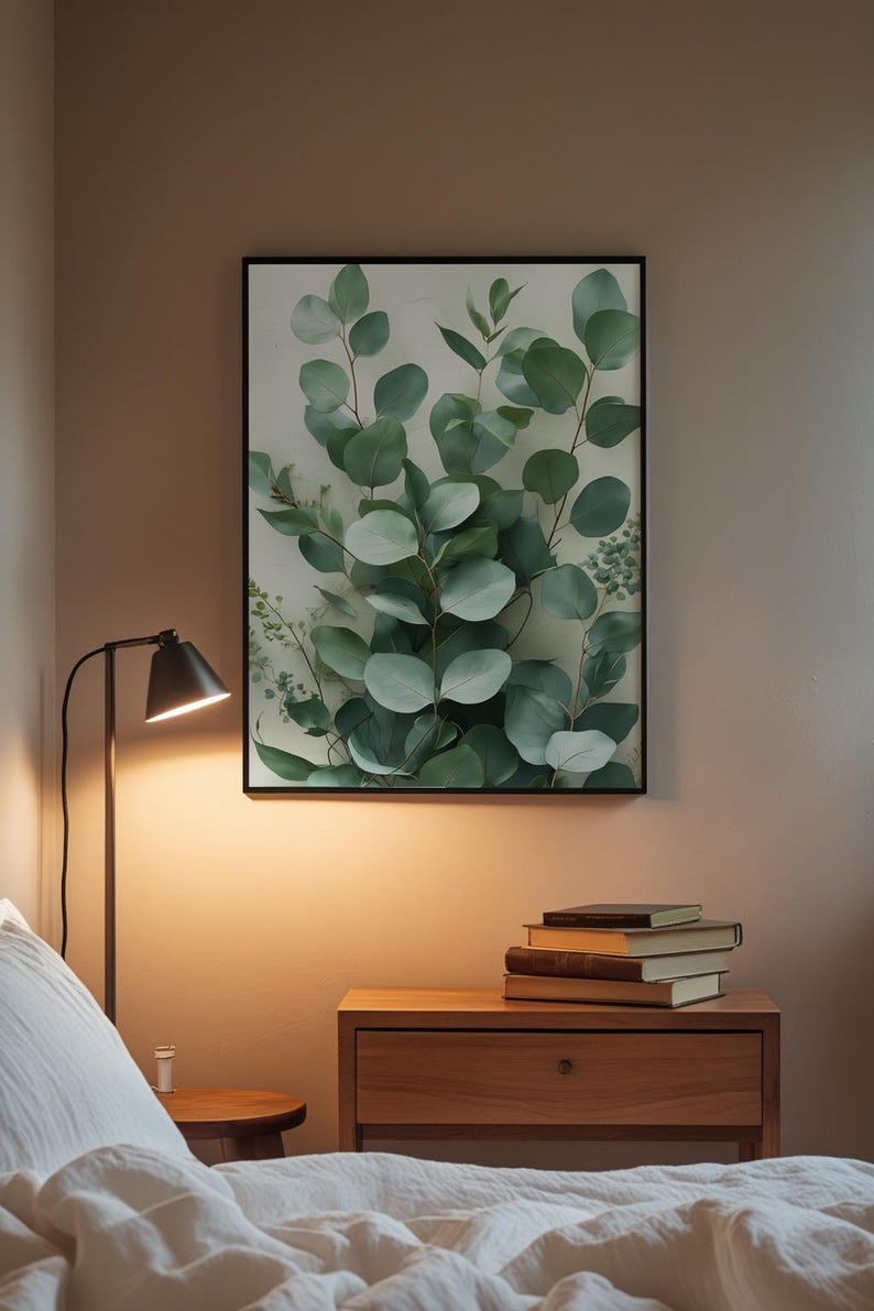 Eucalyptus Leaves Art | Botanical Wellness Poster | Sage Green Decor afbeelding 3