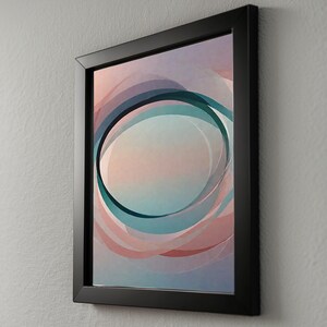 Arte circular abstracto / Impresión geométrica moderna / Póster verde azulado imagen 8