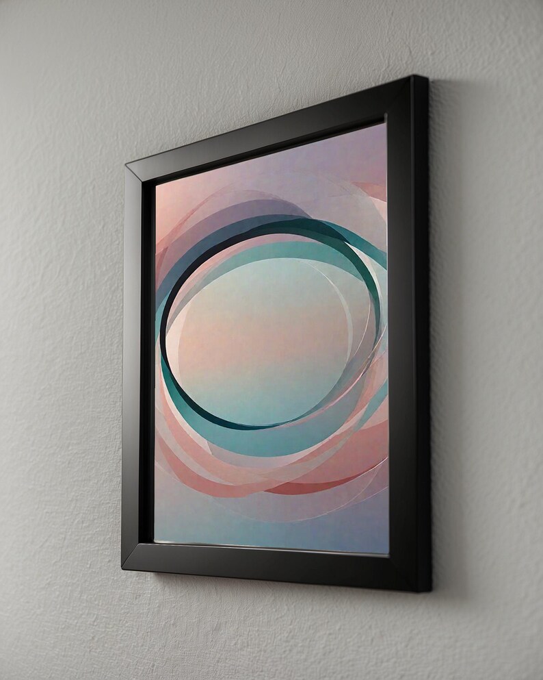 Arte circular abstracto / Impresión geométrica moderna / Póster verde azulado imagen 8