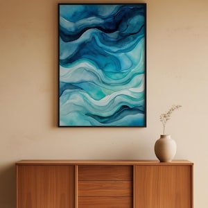 Póster de degradado oceánico / Impresión artística abstracta de agua imagen 5