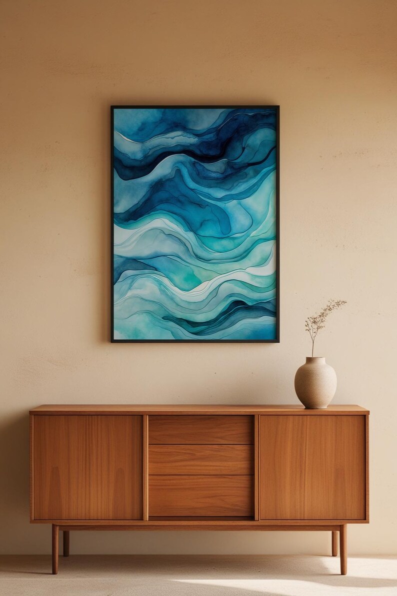 Póster de degradado oceánico / Impresión artística abstracta de agua imagen 5