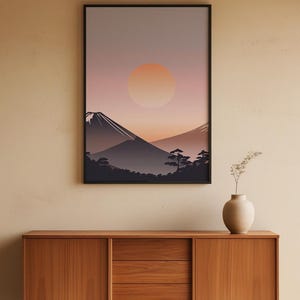 Impression Mont Fuji | Art mural zen japonais | Décoration heure dorée image 5